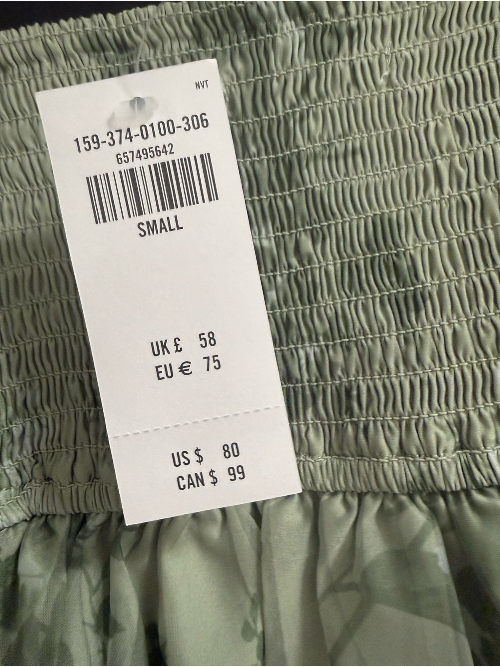 Abercrombie Angel-Sleeve Mini Dress Sage Green NWT - Picture 5 of 5